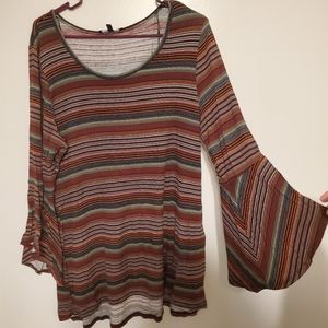 Relativity Bell Sleeve Striped Tunic size XL